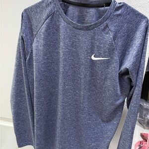 Nike Heathered Navy Blue Dri-FIT Long Sleeve Top